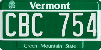 VT license plate CBC754
