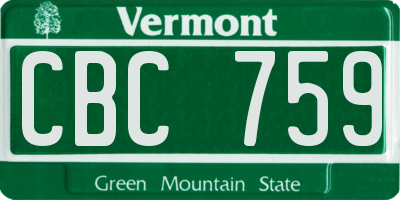 VT license plate CBC759