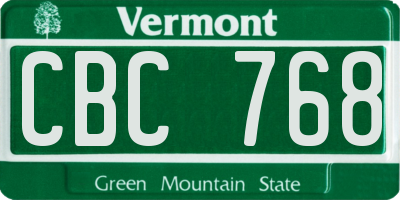 VT license plate CBC768