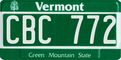 VT license plate CBC772