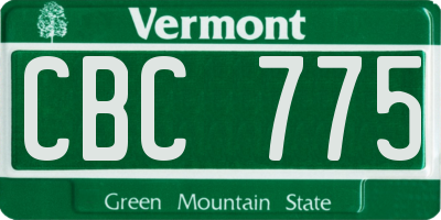VT license plate CBC775