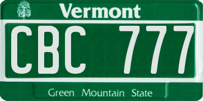 VT license plate CBC777
