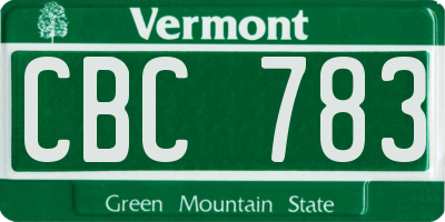 VT license plate CBC783