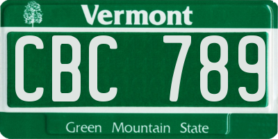 VT license plate CBC789