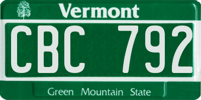 VT license plate CBC792