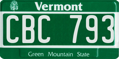 VT license plate CBC793