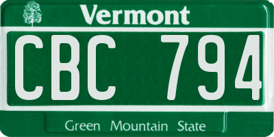 VT license plate CBC794