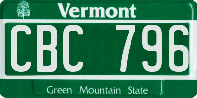 VT license plate CBC796