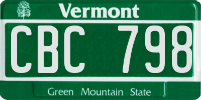 VT license plate CBC798