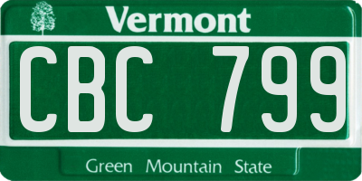 VT license plate CBC799