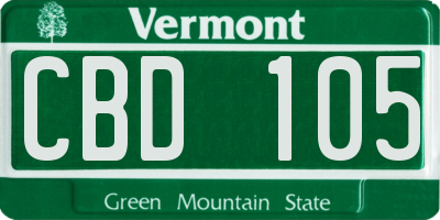 VT license plate CBD105