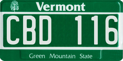 VT license plate CBD116