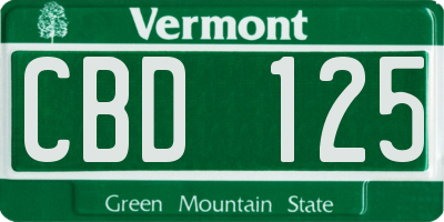 VT license plate CBD125