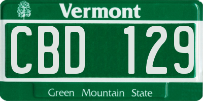 VT license plate CBD129
