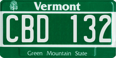 VT license plate CBD132