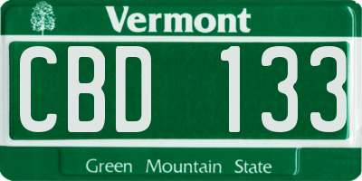 VT license plate CBD133