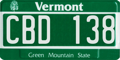 VT license plate CBD138
