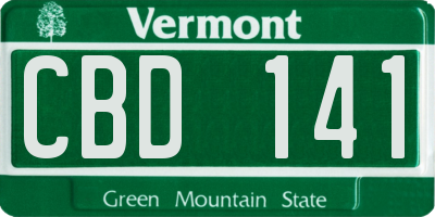 VT license plate CBD141