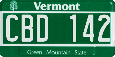 VT license plate CBD142