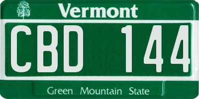 VT license plate CBD144