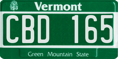 VT license plate CBD165