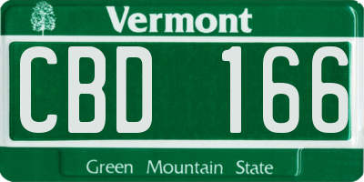 VT license plate CBD166