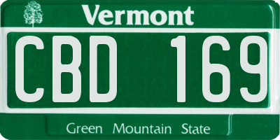 VT license plate CBD169
