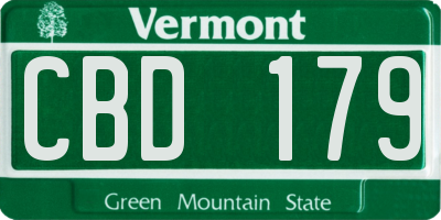VT license plate CBD179