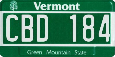VT license plate CBD184