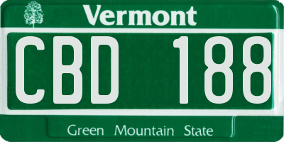 VT license plate CBD188