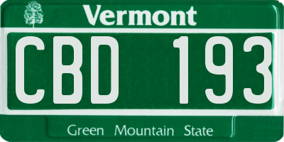 VT license plate CBD193