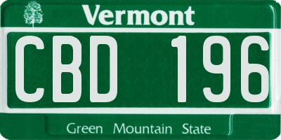 VT license plate CBD196