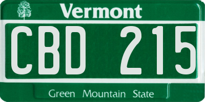 VT license plate CBD215