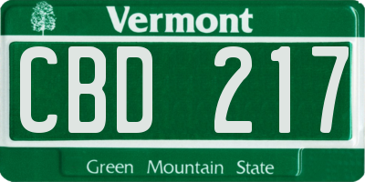 VT license plate CBD217