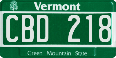 VT license plate CBD218
