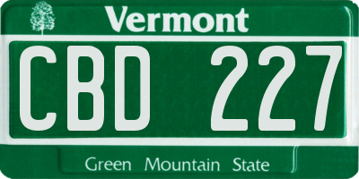 VT license plate CBD227