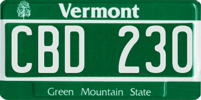 VT license plate CBD230