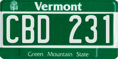 VT license plate CBD231