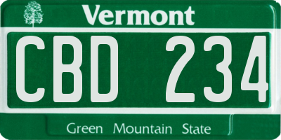 VT license plate CBD234