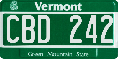 VT license plate CBD242