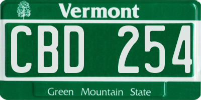 VT license plate CBD254