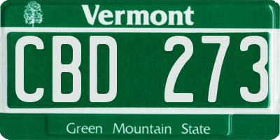 VT license plate CBD273