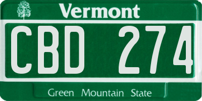 VT license plate CBD274