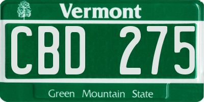 VT license plate CBD275