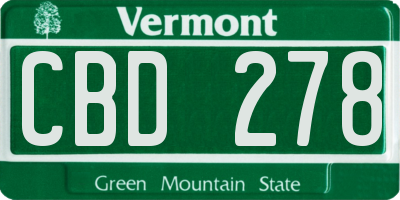 VT license plate CBD278