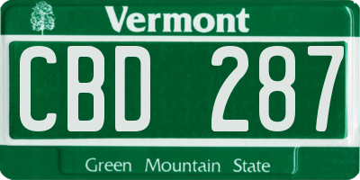 VT license plate CBD287