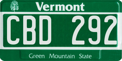 VT license plate CBD292