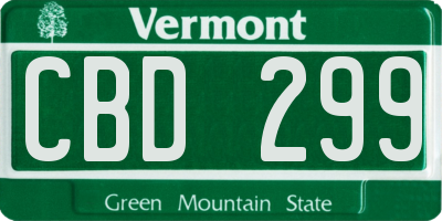 VT license plate CBD299