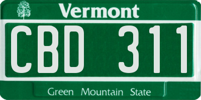VT license plate CBD311