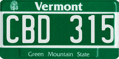 VT license plate CBD315